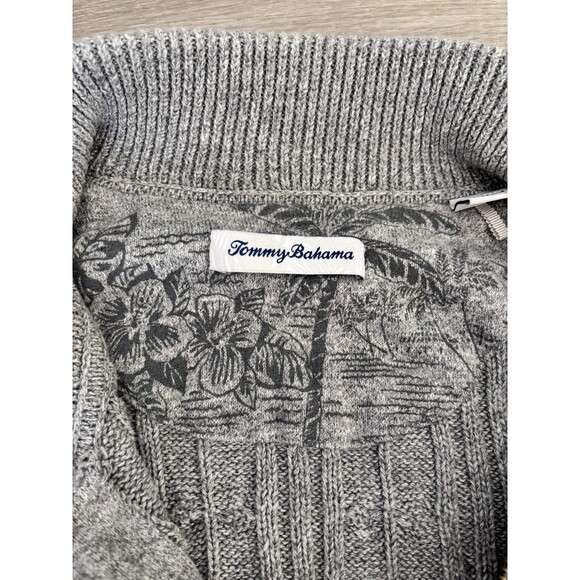 Tommy Bahama Cable Knit Sweater Gray Zip Neck Long Sleeve Preppy Grandpa Men Xxl - Picture 3 of 7